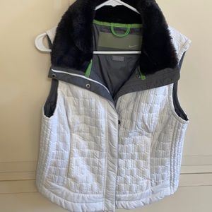 White fake fur trim Nike vest